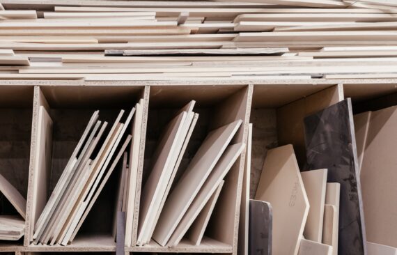 Blanks for work in the furniture industry. Copy space